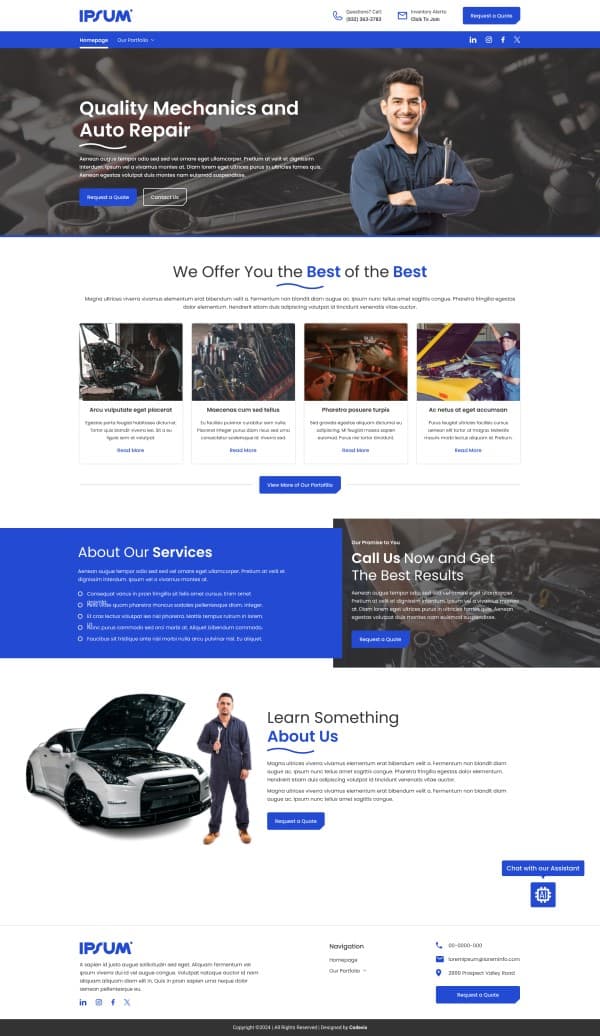 Quality Mechanics & Auto Repair website screenshot
